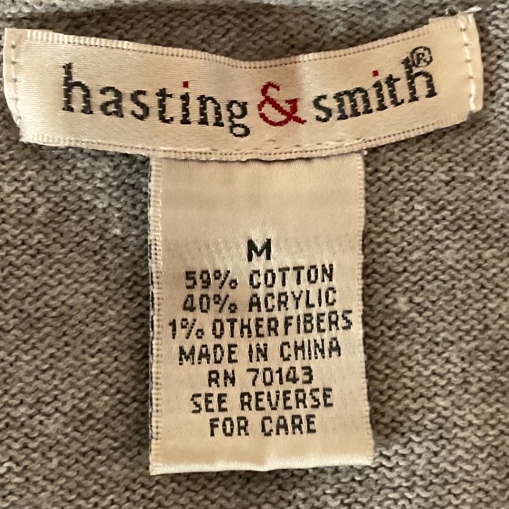 Hasting & Smith Gray Nautical Anchor Boat Neck Long Sleeve Pullover Sweater Sz M - Picture 8 of 10